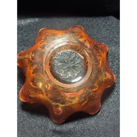 Fenton‎ Carnival Glass Bowl Marigold Ruffled Holly 8" - Picture 10 of 11